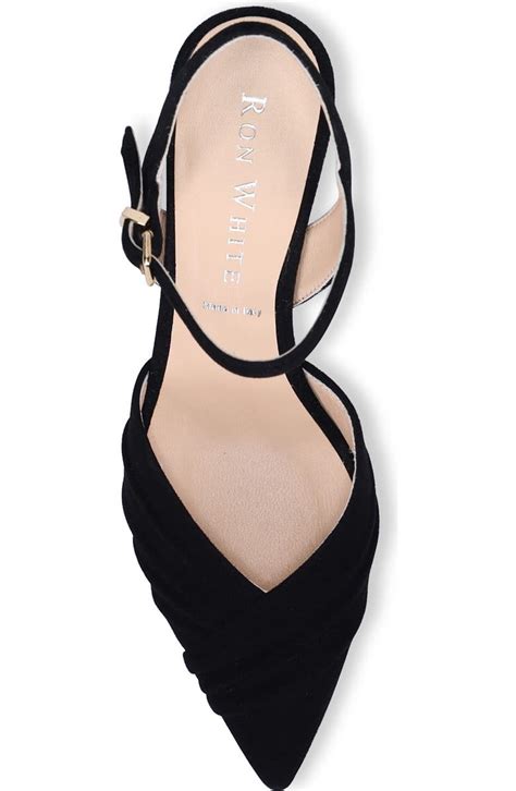 Ron White Quinelle Ankle Strap Pointed Toe Kitten Heel Pump Women