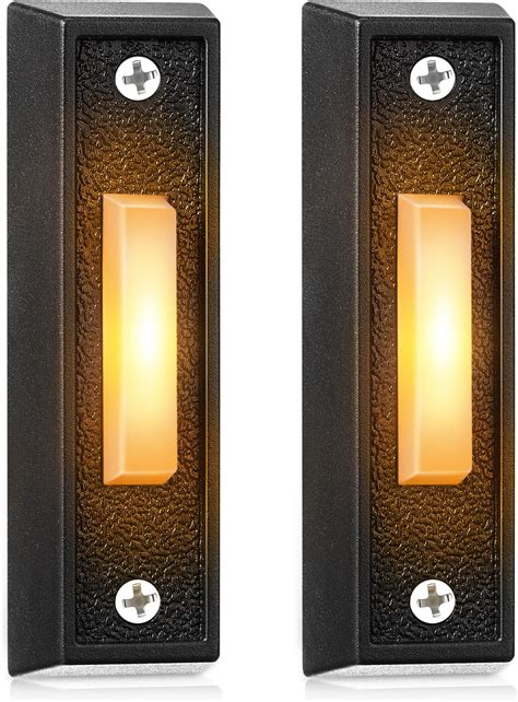 Saillong 2 Pcs Lighted Doorbell Button Wired Door Bell Push Buttons Led Door Chime Wall