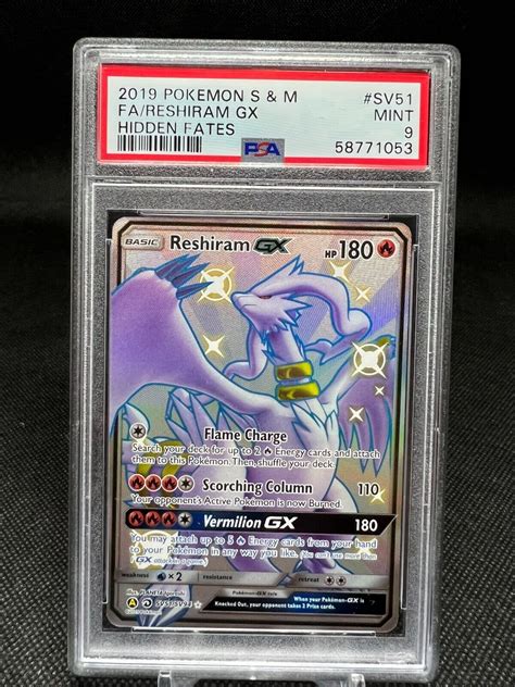 Mavin Reshiram Gx Sv51 Full Art Shiny Hidden Fates Pokemon Card Psa