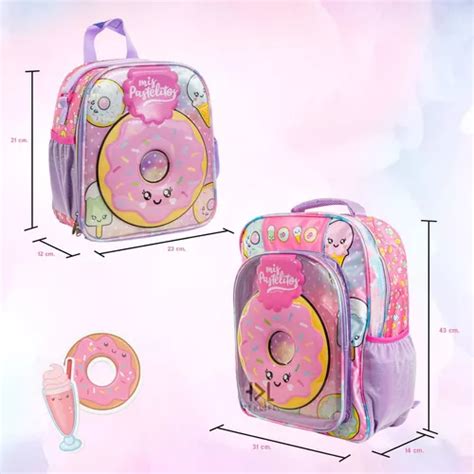 Kit Mochila Y Lonchera Mis Pastelitos Escolar Primaria Panel 3d