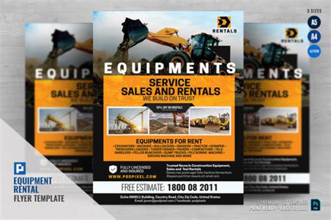 Construction Sales And Rentals Flyer Graphic By Psdpixel Creative Fabrica