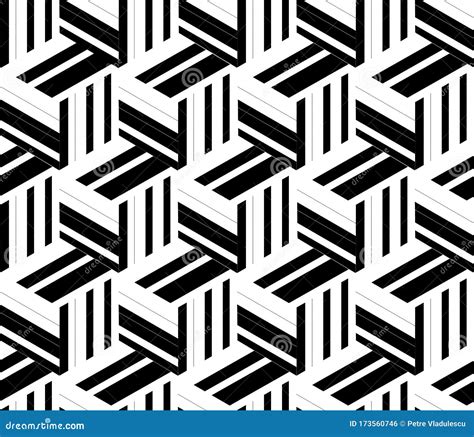 Seamless Texture With Black And White Bands Modern Stylish Image