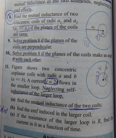 8 Find The Mutual Inductance Of Two Concentric Coils Of Radii A1 And A2