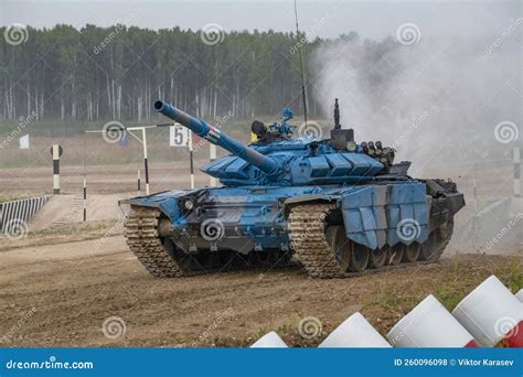 Tank T-72B3 In The Blue Coloration Of The Abkhazian Team Editorial ...