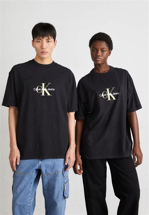 Calvin Klein Jeans Archival Monologo Tee Unisex Print T Shirt Black Uk