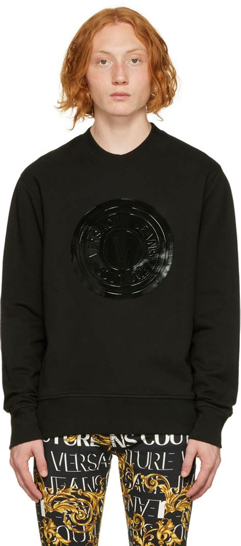 Versace Jeans Couture Pull molletonné noir à logo circulaire SSENSE