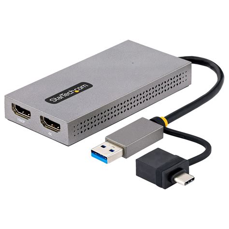 StarTech.com USB to Dual HDMI Adapter, USB A/C to 2x HDMI Displays (1x ...