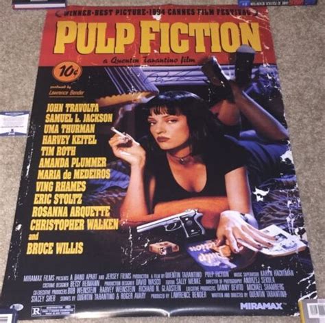 QUENTIN TARANTINO PULP FICTION SIGNED FULL SIZE FS MOVIE POSTER 24X36