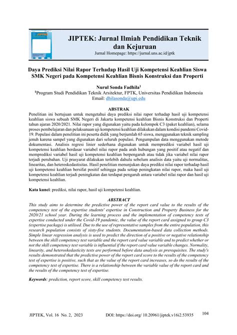 PDF Daya Prediksi Nilai Rapor Terhadap Hasil Uji Kompetensi Keahlian