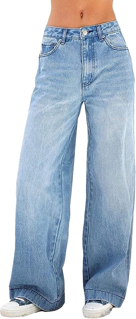 Hycyyfc Jeans Damen Sexy Breite Bein Y K Cargo Jean Hose Patchwork