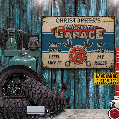 Personalized Auto Mechanic Garage Open When Customized Classic Metal Signs - Teehall - Live ...