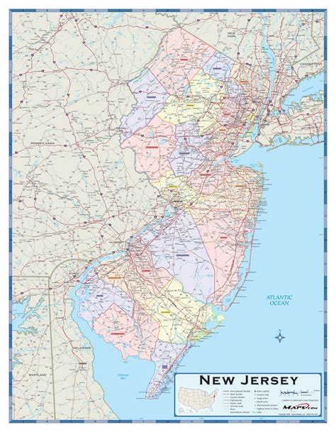 New Jersey Counties Wall Map by Maps.com - MapSales