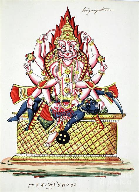 Narasimha, 4th Avatar Of Vishnu Painting by Indian School - Fine Art ...