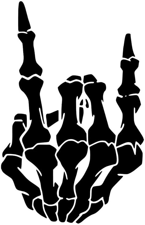 Rock On Skeleton Hand Decal Sticker Vinyl 4x2 Black