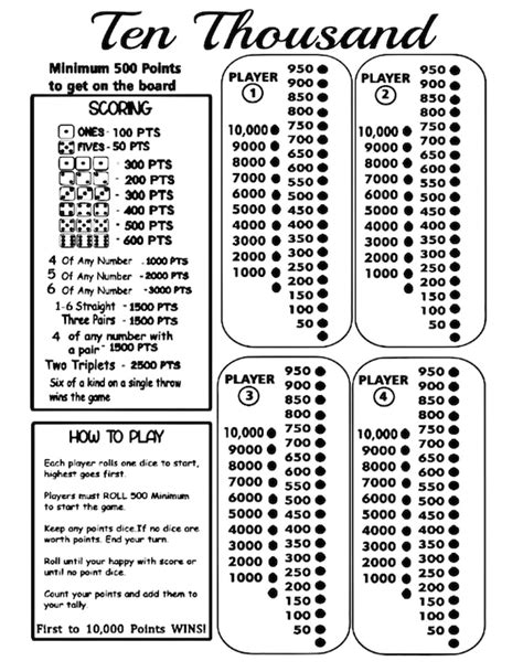 Best 10,000 Dice Game Printable Rules And Scoring, 50% OFF