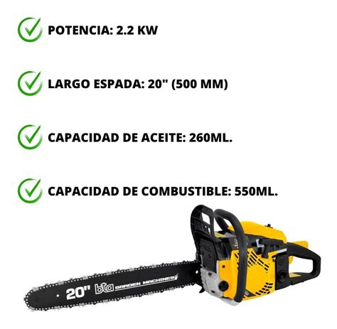 Motosierra A Nafta Bta Tools Motor Cc Espada Cm Prof En Precialo