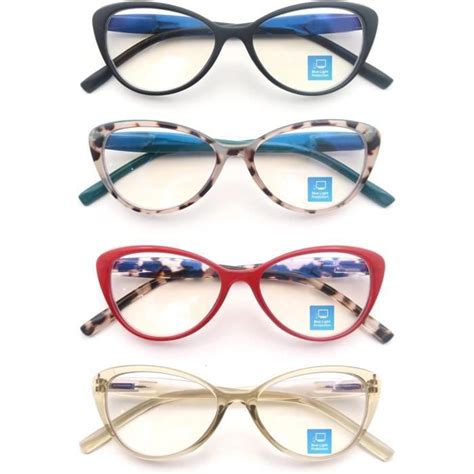 Lot De 4 Lunettes De Lecture Femme Anti Lumiere Bleue Lunettes De Vue