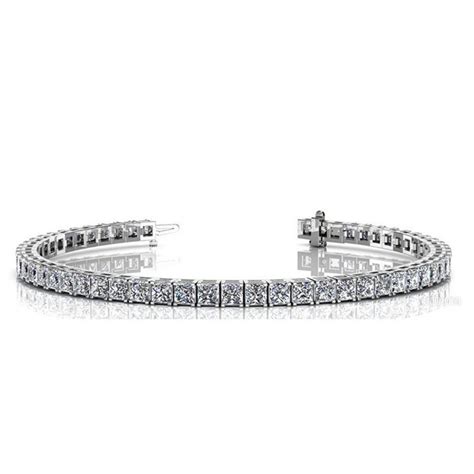 Ctw Diamond Tennis Bracelet With Princess Cut Natural Diamonds G