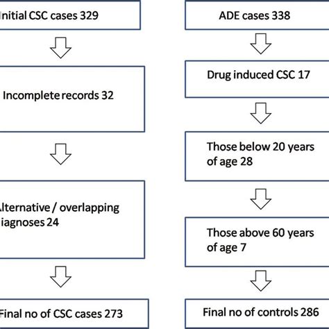 flow diagram showing  progression   final number  csc