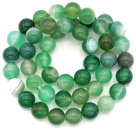 Approx 15 Strand 8mm Banded Agate Round Beads Green Bead Box Bargains