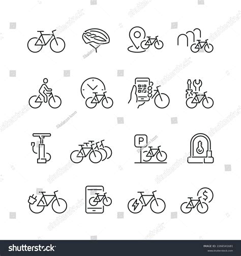 Bicycle Related Icons Thin Vector Icon Stock Vector Royalty Free