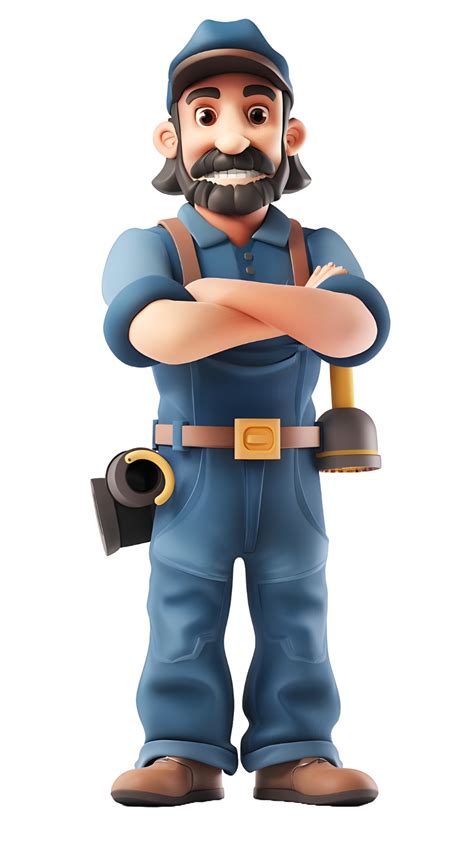 3D model cartoon plumber transparent background 47827799 PNG