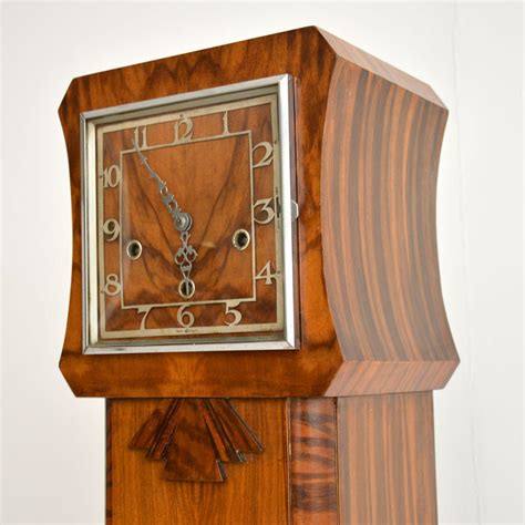 1930s Art Deco Walnut Long Case Grandmother Clock At 1stdibs 1930s