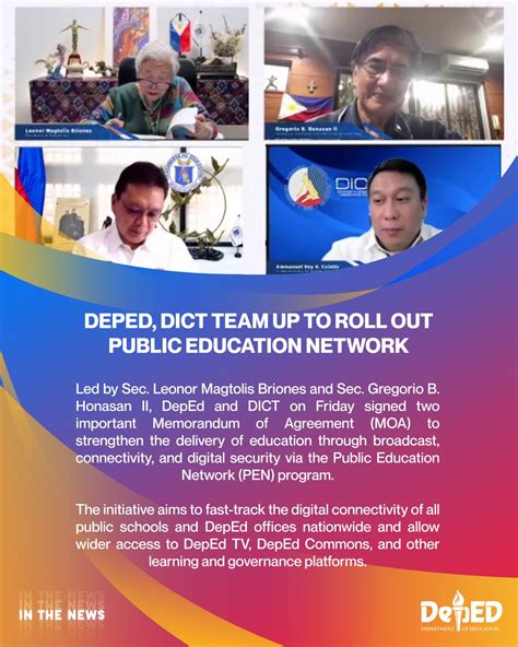 Deped Dict Team Up To Roll Out Public Education Network Department