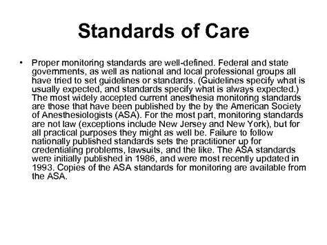 Basic Anesthetic Monitoring ASA Standards for Basic Anesthesia