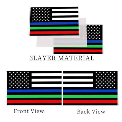 3x5 Double Sided Outdoor Heavy Duty 3 Ply Thin Blue Red Green Line Flag Ebay