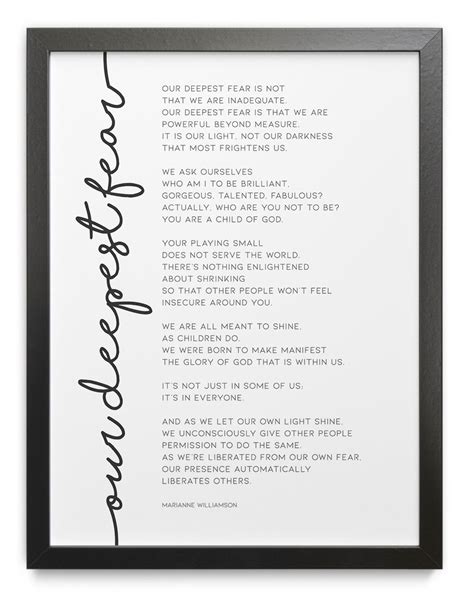 Our Deepest Fear By Marianne Williamson Printable Poster Etsy Canada