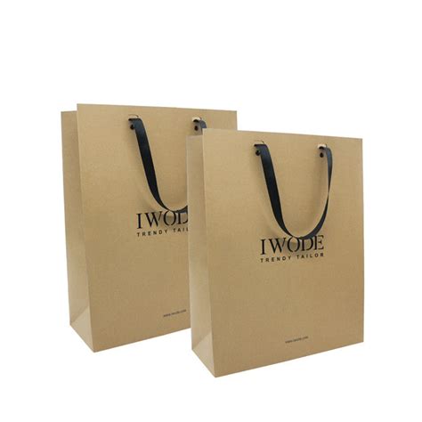 Natural Brown Kraft Paper Shopping Bags With Handles Custom Logo Printed