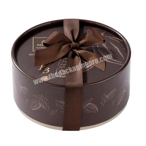 Custom Round Chocolate Cookie Bow Ribbon Gift Boxes Eco Friendly White