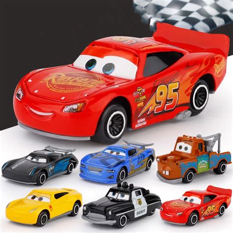 6PCS Pixar Cars 3 Relâmpago McQueen Mater Jakson Storm Racer Car Kids