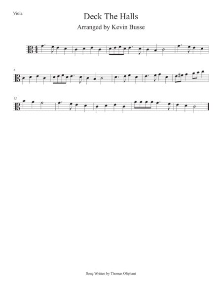 Deck The Halls Easy Key Of C Viola Viola Solo Digital Sheet Music