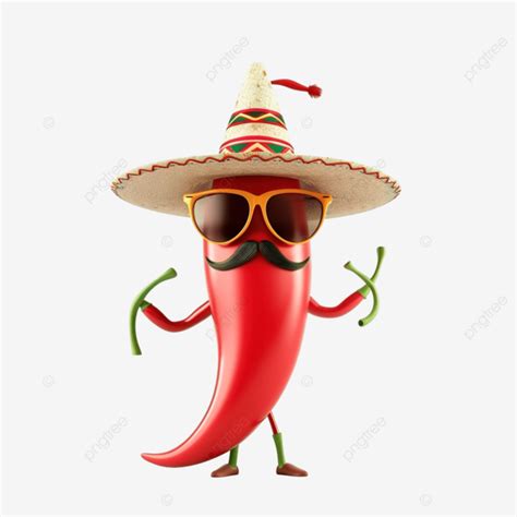 Mexican Chili Pepper Character With Sunglasses And Sombrero Sombrero Hat Chili Png