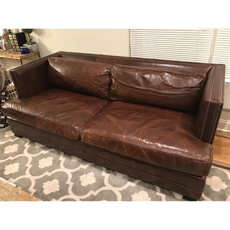 Restoration Hardware Easton Brompton Cocoa Leather Sofa Aptdeco