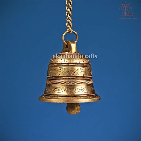 Brass Temple Bell With Fine Carving Ekaa Handicrafts