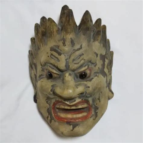 Japanese Vintage Tengu Oni Noh Mask Hannya Kagura Traditional Antique