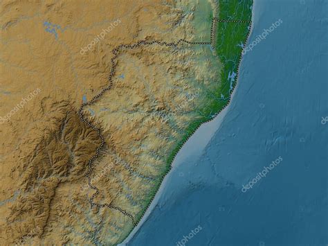 Kwazulu Natal Provincia De Sud Frica Mapa De Elevaci N De Colores Con