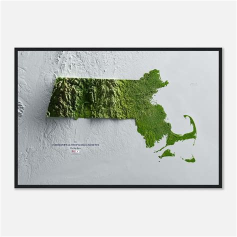 Massachusetts Stylish Elevation Map - Etsy