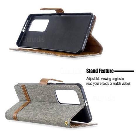 Jeans Cowboy Denim Leather Wallet Case For Huawei P Pro Gray