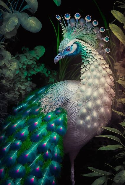 Premium AI Image Portrait Of Beautiful Peacock With Feathers AI Generated