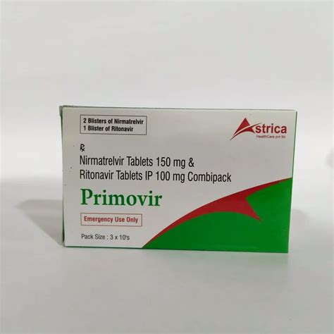 Nirmatrelvir Tablets 150 Mg And Ritonavir Tablets Ip 100 Mg Combipack