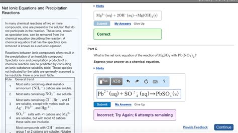 Oneclass Chem Net Ionic Equations And Precipitation Reactions In