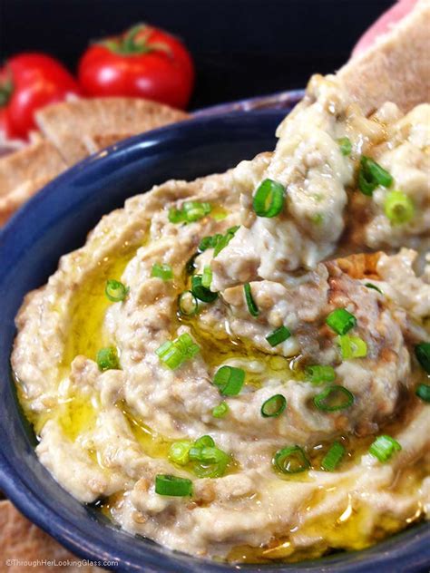 Baba Ghanoush Roasted Eggplant Dip - Through Her Looking Glass