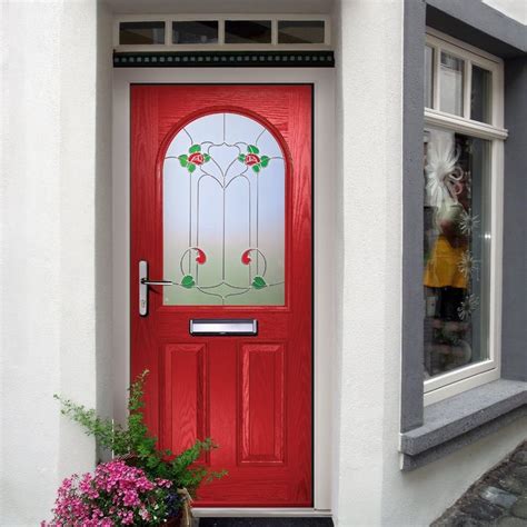 External Virtuoso Claston Victorian Rose Composite Door Shown In Red