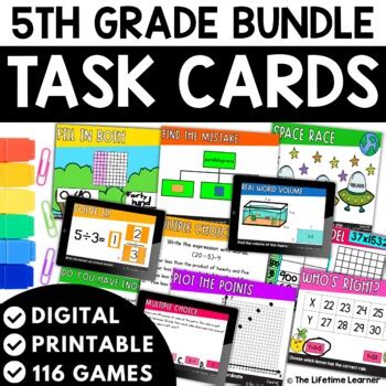 5th Grade Math Task Cards Bundle By The Lifetime Learner TpT