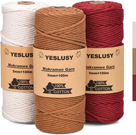 Yeslusy Premium Makramee Garn Natur Er Set Makramee Garn Set Rot Mm