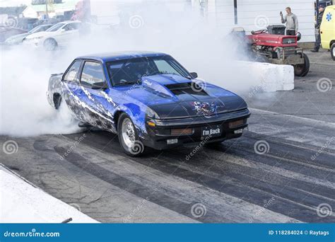 Drag Car On The Track Making A Smoke Show Editorial Stock Image Image